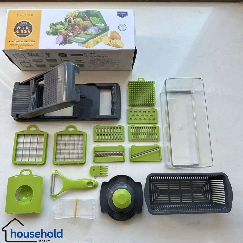 16-in-1 Multifunctional Vegetable Cutter & Chopper Set