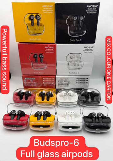 Buds Pro 6 Wireless Earbuds | Transparent Case with ANC/ENC & Powerful Bass