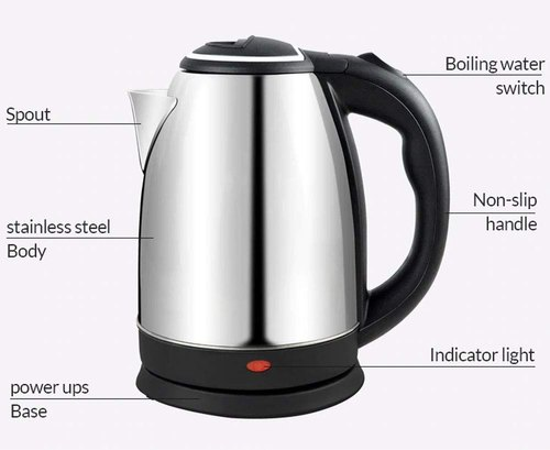 Electric Kettle 1500W – 2L Stainless Steel Portable Water Boiler for Tea & Coffee